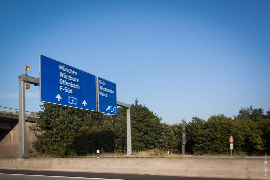 A sign with yellow lights in Germany