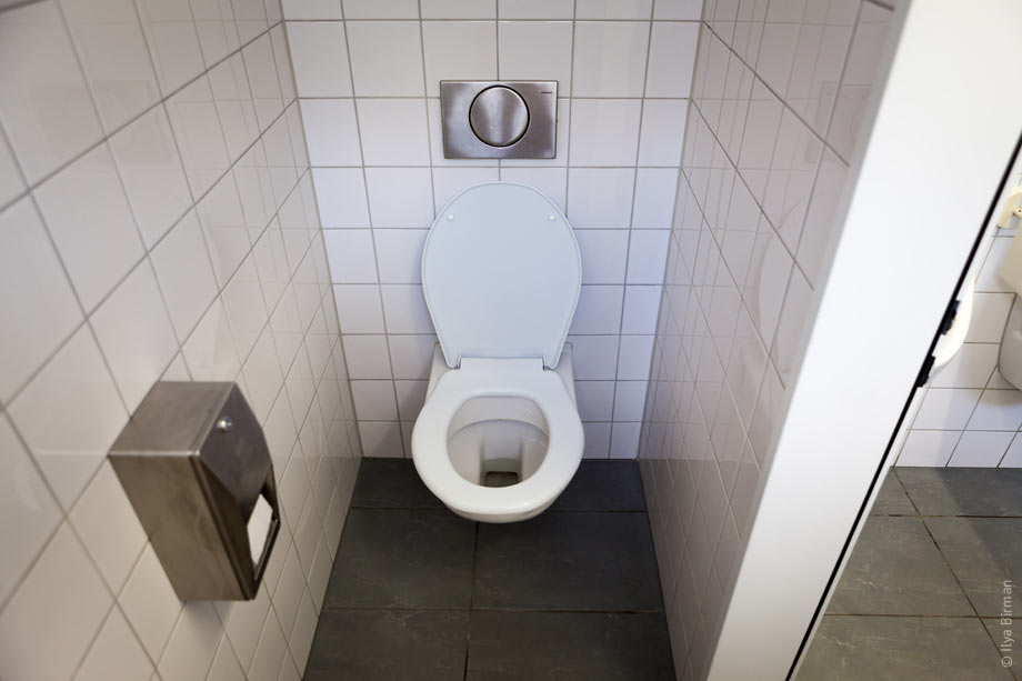 Free public toilet in a subway in a Swiss village.