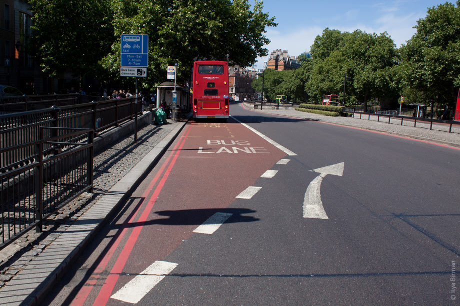 Bus lane in London