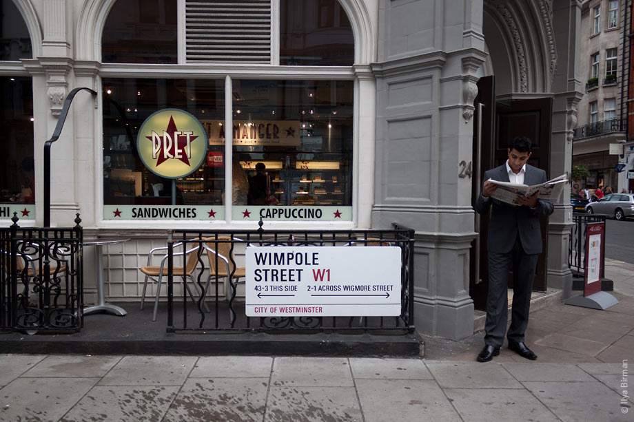 A man with a newspaper