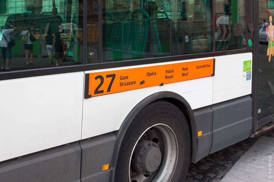 Bus route plate in Paris