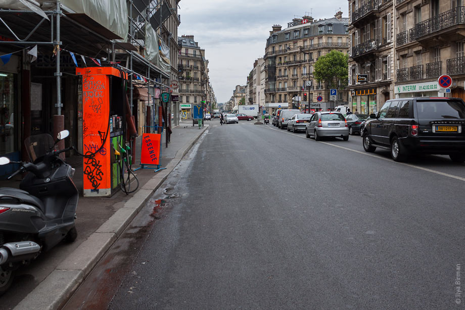 Gas station on a street in Paris