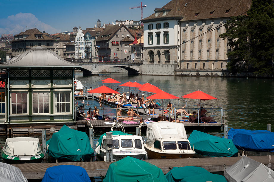 Sunbathing in the city center