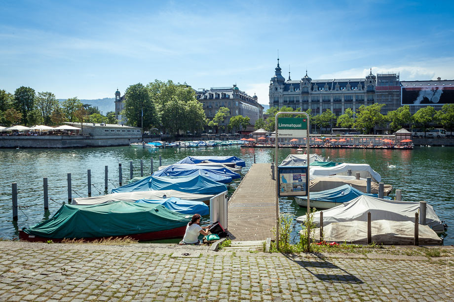 A river bus stop in Zurich